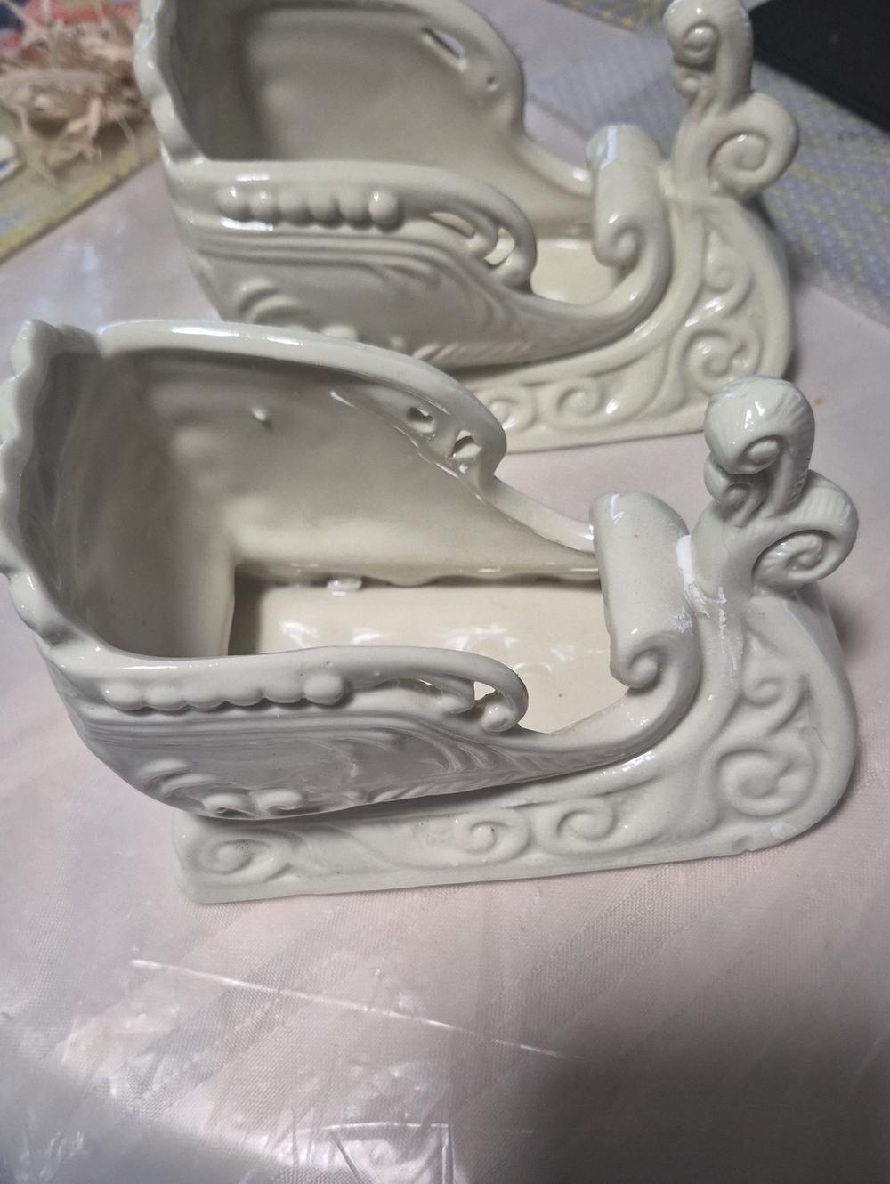 Ivory PORCELAIN Decorative Sleigh Dish - Elegant Home Bath Accent